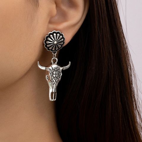 1 Pair Retro Ethnic Style Cattle Plating Alloy Drop Earrings