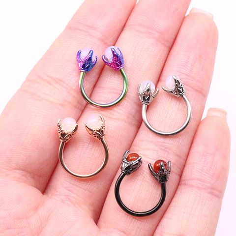 Casual Simple Style Round Stainless Steel Titanium Copper Plating Inlay Zircon White Gold Plated Gold Plated Silver Plated Nose Ring