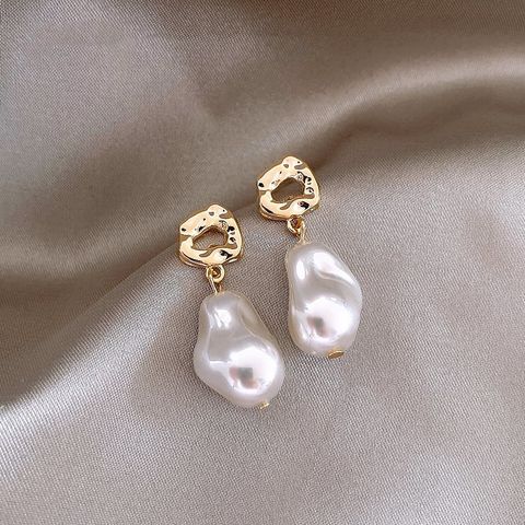 1 Pair Elegant Geometric Plating Inlay Alloy Artificial Pearls Drop Earrings