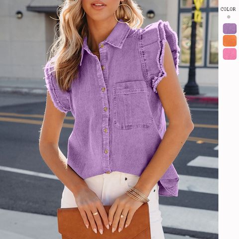Women's Streetwear Solid Color Single Breasted Denim Jacket
