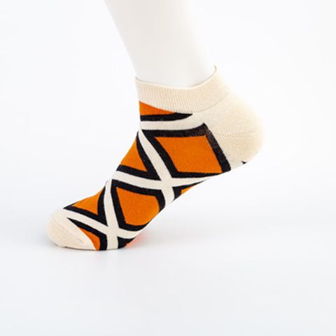 Unisex Casual Color Block Cotton Printing Ankle Socks A Pair