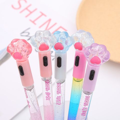 Crystal Hand-shaped Brush With Light Oil Quicksand Gel Pen Student Sequins Magic Wand Ball Pen Creative Office Stationery Wholesale