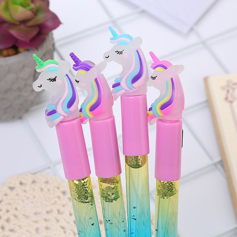 Unicorn Fairy Quicksand With Light Gel Pen Creative Glow Oil Quicksand Water-based Paint Pen Cute Student Stationery