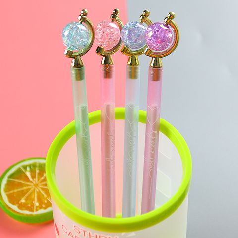 New Earth Instrument Gel Pen Transparent Rod Flower Film Pull Cap Pen Cute Stationery Student Writing Implement Ball Pen Wholesale