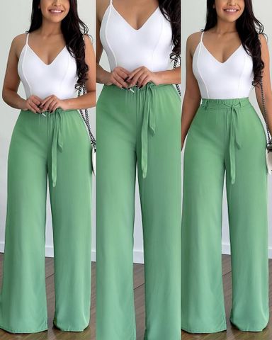 Women's Casual Color Block Polyester Pants Sets