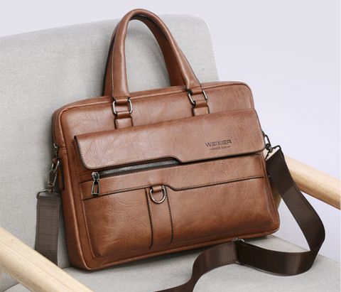 Men's All Seasons Pu Leather Business Vintage Style Handbag