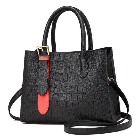 Women's Large Pu Leather Solid Color Classic Style Square Zipper Handbag