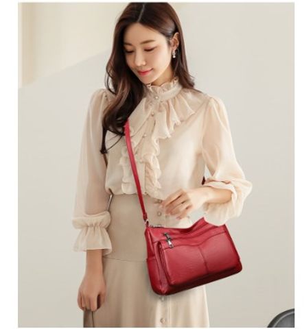 Women's Medium Pu Leather Solid Color Streetwear Square Zipper Crossbody Bag