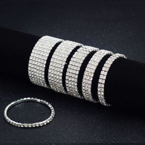 Wholesale Jewelry Sweet Shiny Round Artificial Crystal Artificial Crystal Inlay Bracelets