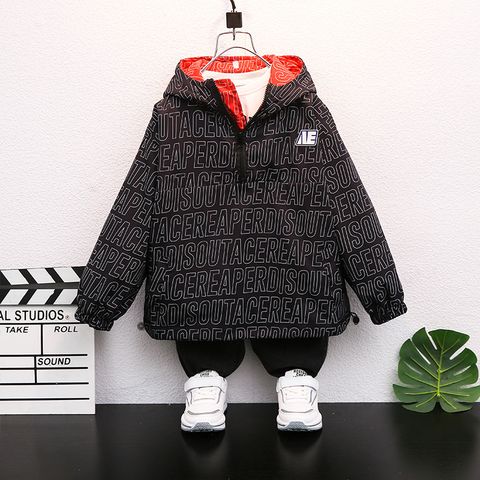 Casual Classic Style Letter Printing Cotton Blend Boys Outerwear