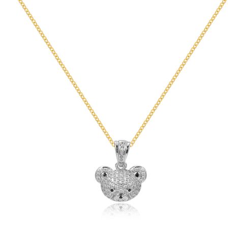 Ig Style Cute Bear Brass Plating Inlay Zircon Pendant Necklace 1 Piece