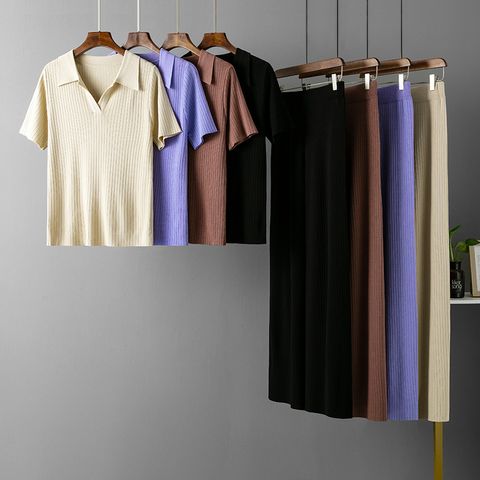 Simple Style Solid Color Pants Sets Viscose Pants Sets Two-piece Sets