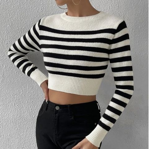 Women's Sweater Long Sleeve Sweaters & Cardigans Simple Style Stripe