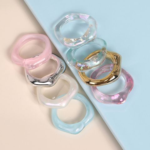 Lady Simple Style Solid Color Arylic Resin Wholesale Rings