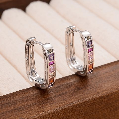 1 Pair Simple Style U Shape Plating Inlay Copper Zircon Gold Plated Earrings