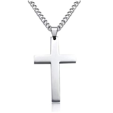 Retro Simple Style Cross Stainless Steel Plating Pendant Necklace