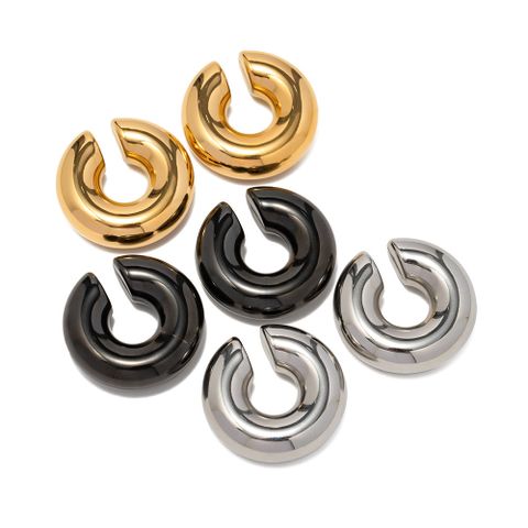 1 Pair Simple Style Solid Color Plating Stainless Steel 18k Gold Plated Ear Cuffs