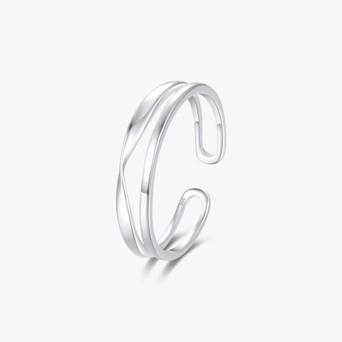 Simple Style Lines Sterling Silver Plating Silver Plated Rings