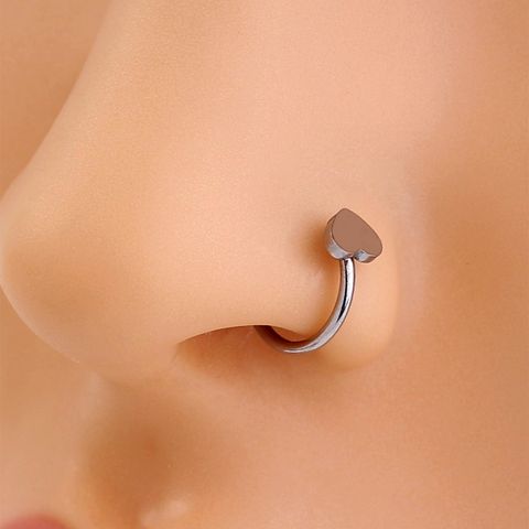 Hip Hop Forme De Cœur Couleur Unie Acier Inoxydable Piercing Au Nez