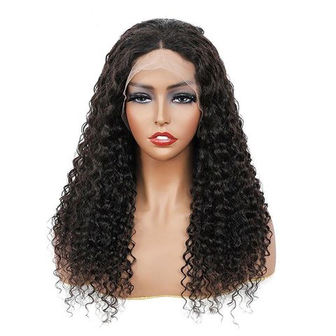 Women's African Style Party Carnival Street Real Hair Centre Parting Long Curly Hair Wigs