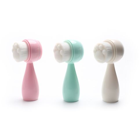 Sweet Solid Color Plastic Nylon Silica Gel Cleansing Brushes 1 Set