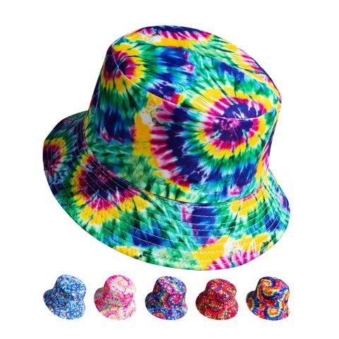 Unisex Lässig Hip Hop Tie-dye Breite Traufen Bucket Hat