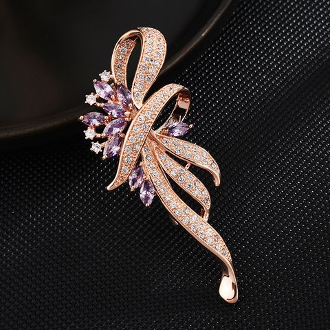 Simple Style Flower Copper Inlay Zircon Women's Brooches