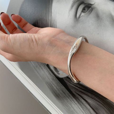 Simple Style Solid Color Silver Plated Wholesale Bangle