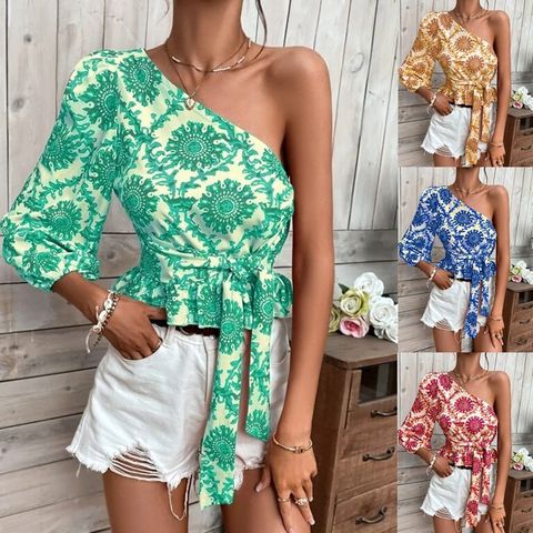 Women's Blouse Long Sleeve Blouses Printing Sexy Printing