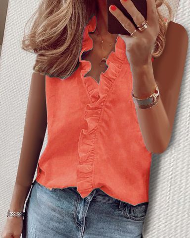 Women's Blouse Blouses Printing Ruffles Casual Printing Solid Color