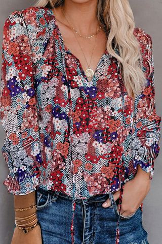 Women's Blouse Long Sleeve Blouses Printing Casual Printing