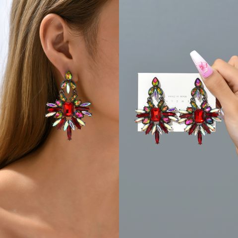 Retro Lady Geometric Rhinestone Inlay Artificial Gemstones Women's Drop Earrings