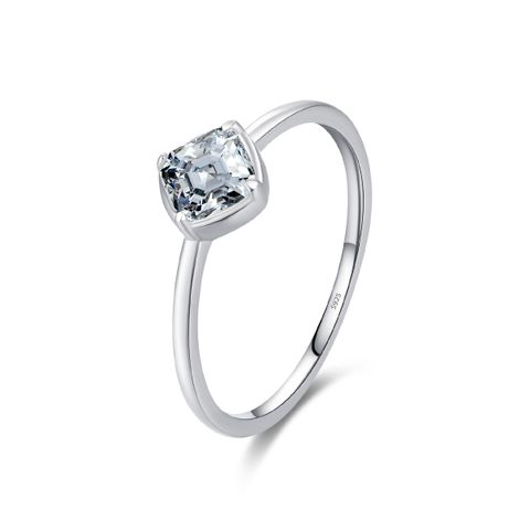Ig Style Elegant Simple Style Square Heart Shape Rectangle Sterling Silver Plating Inlay Zircon Rhodium Plated Rings
