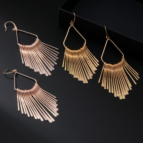 1 Pair Vintage Style Ethnic Style Water Droplets Tassel Plating Hollow Out Iron Ear Hook