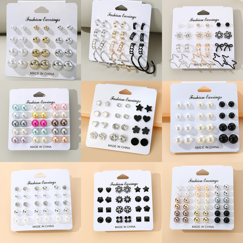 1 Set Simple Style Korean Style Pentagram Pearl Flower Inlay Alloy Artificial Pearls Artificial Diamond Ear Studs