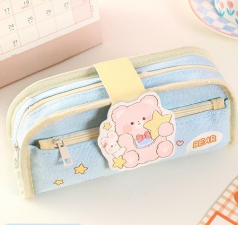 Large-capacity Pencil Case Student Simple Canvas Stationery Box