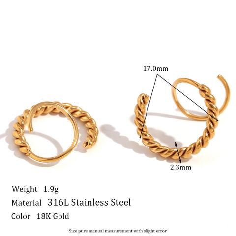 1 Pair Basic Simple Style Classic Style Geometric Plating Stainless Steel 18k Gold Plated Earrings