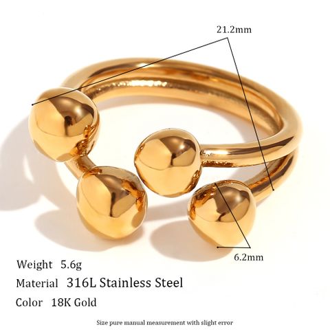 Basic Klassischer Stil Geometrisch Rostfreier Stahl Überzug 18 Karat Vergoldet Offener Ring