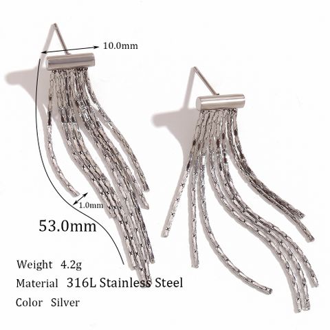 1 Pair Lady Simple Style Tassel Plating Stainless Steel 18k Gold Plated Drop Earrings