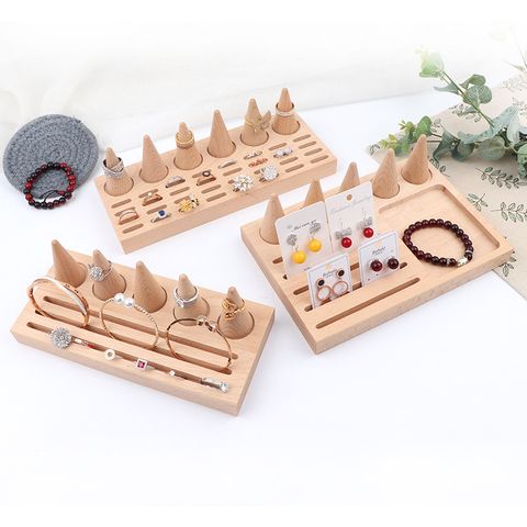 Simple Style Solid Color Beech Jewelry Rack