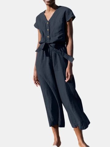 Women's Daily Casual Solid Color Ankle-length Jumpsuits
