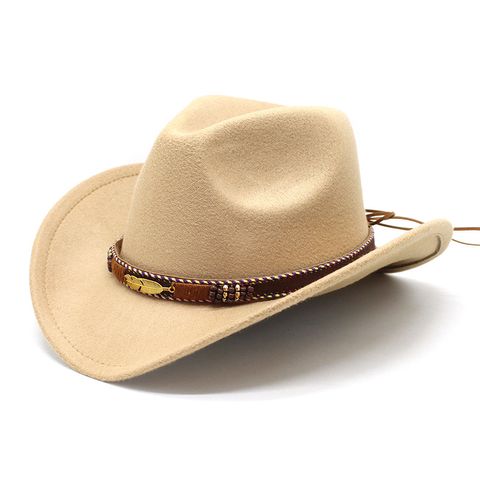 Unisex Retro Cowboy Style Solid Color Flat Eaves Fedora Hat