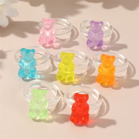Cute Sweet Animal Plastic Resin Wholesale Rings