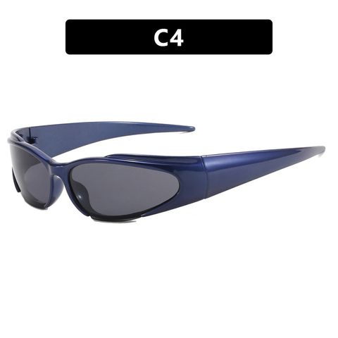 Hip-hop Exaggerated Punk Color Block Ac Special-shaped Mirror Full Frame Women's Sunglasses