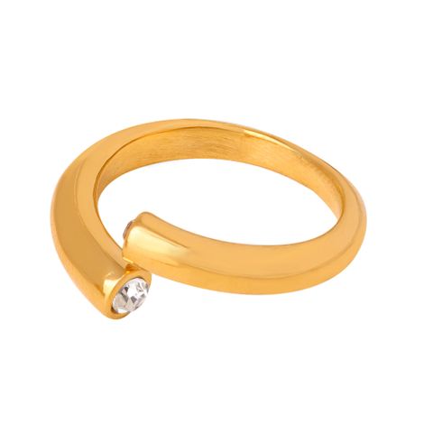 Retro Luxuriös Französische Art Geometrisch Herzform Kupfer Überzug Inlay Zirkon 18 Karat Vergoldet Offener Ring