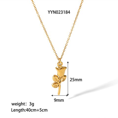 304 Stainless Steel 18K Gold Plated Simple Style Plating Flower Pendant Necklace