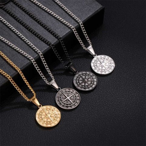 Streetwear Compass Stainless Steel Unisex Pendant Necklace