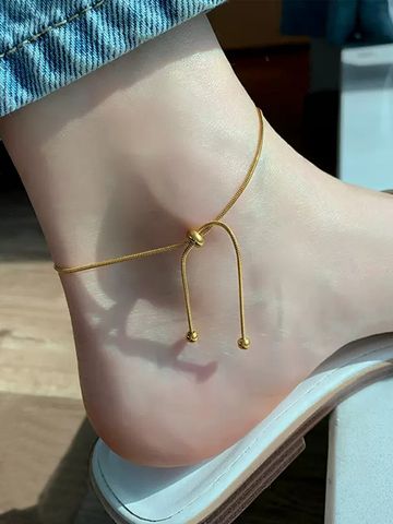Simple Style Solid Color Stainless Steel Women's Anklet