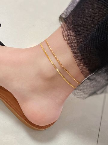 Simple Style Solid Color Ferroalloy Women's Anklet