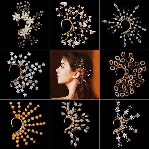 Wholesale Jewelry Sweet Flower Crystal Inlay Ear Cuffs